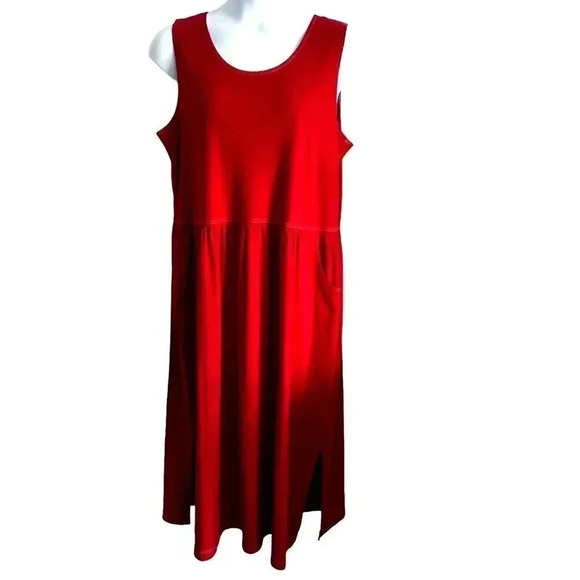 Fads retro red dress maxi sleeveless with pockets women's size XL - Picture 1 of 12